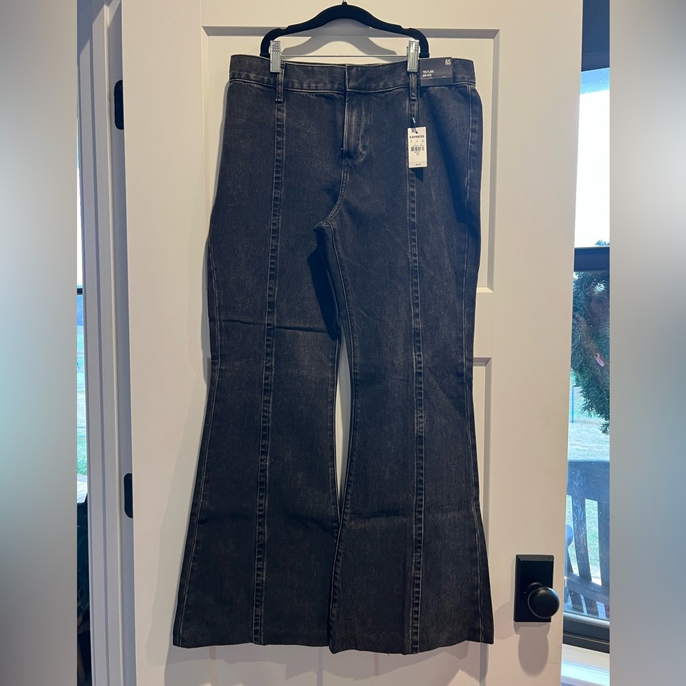 NWT Express Washed Black Flare Jeans